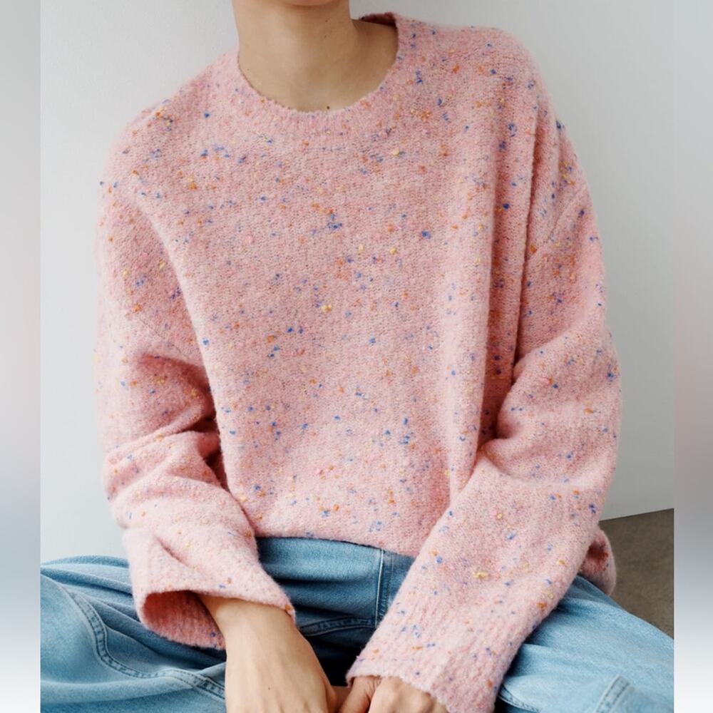Everlane Pink Speckled Crew Neck Sweater